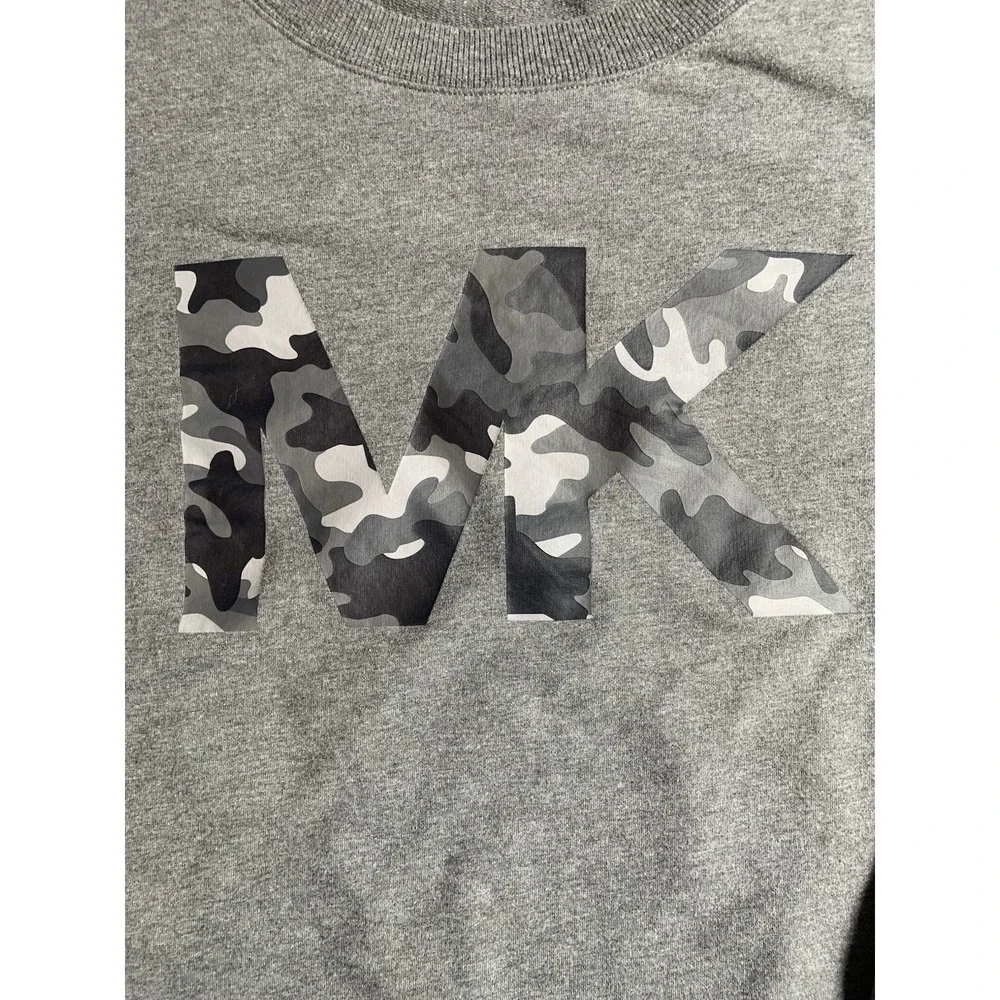 Michael Kors Women's Gray Camouflage Logo Pullover Sweatshirt Size L‎ Large